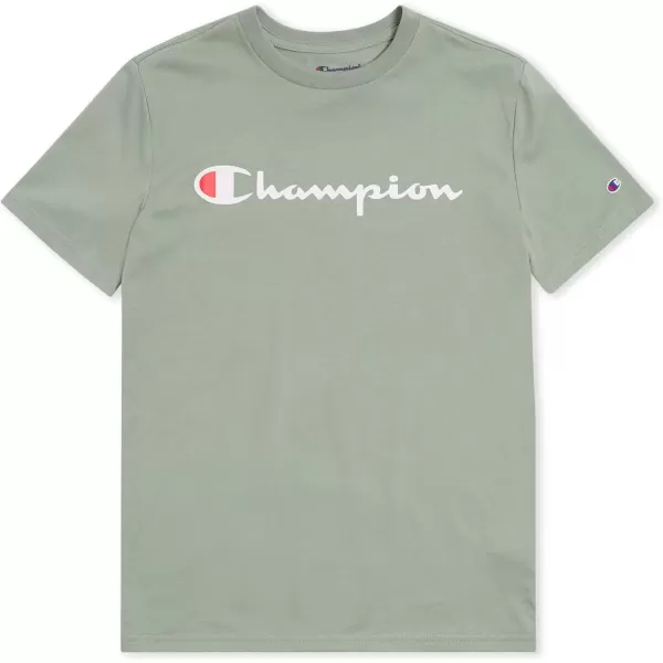 imageChampion Boys Tee Shirt Short Sleeve Logo TShirt for KidsSignature Pale Green