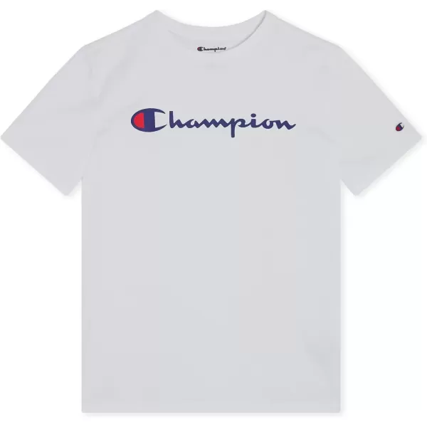 imageChampion Boys Tee Shirt Short Sleeve Logo TShirt for KidsSignature White