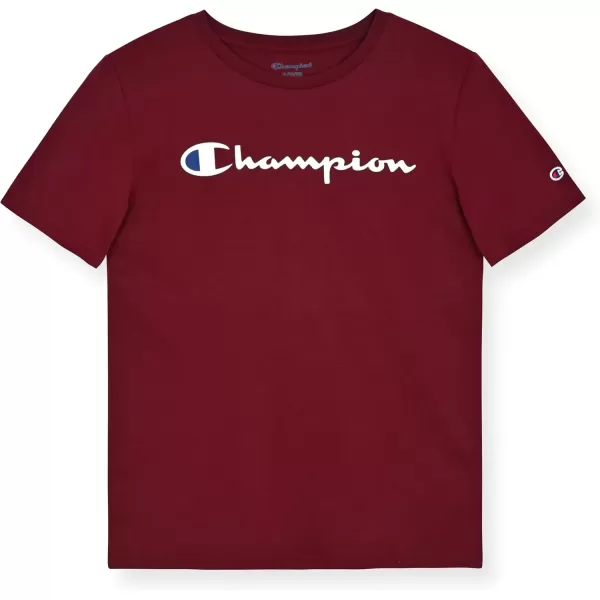 imageChampion Boys Tee Shirt Short Sleeve Logo TShirt for KidsWine