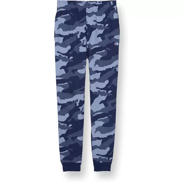 imageChampion Lightweight Sweatpants for Boys Kids Pants Script ampamp Print 25quotNavy Camo C Patch Logo