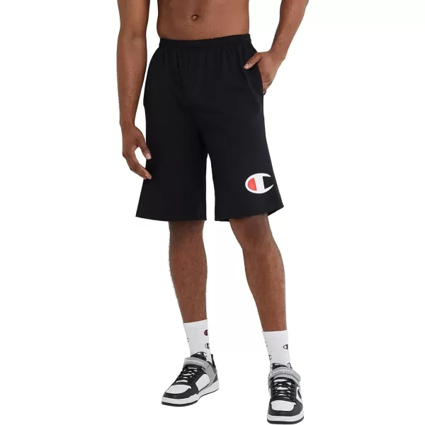 imageChampion Mens Shorts Lightweight Lounge Casual Jersey Knit Mens Shorts Weekend Shorts Reg Or Big ampamp TallBlack C Logo