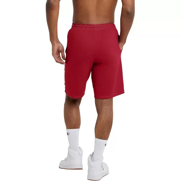 imageChampion Mens Shorts Lightweight Lounge Casual Jersey Knit Mens Shorts Weekend Shorts Reg Or Big ampamp TallEclipse Red C Patch Logo