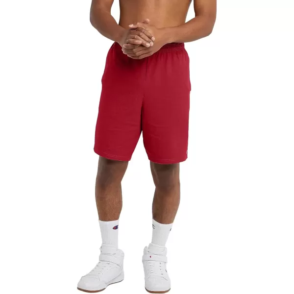 imageChampion Mens Shorts Lightweight Lounge Casual Jersey Knit Mens Shorts Weekend Shorts Reg Or Big ampamp TallEclipse Red C Patch Logo