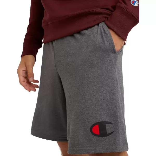 imageChampion Mens Shorts Lightweight Lounge Casual Jersey Knit Mens Shorts Weekend Shorts Reg Or Big ampamp TallGranite Heather C Logo