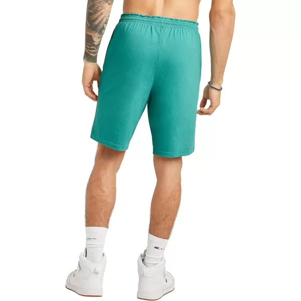 imageChampion Mens Shorts Lightweight Lounge Casual Jersey Knit Mens Shorts Weekend Shorts Reg Or Big ampamp TallGreen Reef C Patch Logo