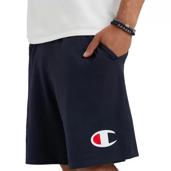 imageChampion Mens Shorts Lightweight Lounge Casual Jersey Knit Mens Shorts Weekend Shorts Reg Or Big ampamp TallNavy C Logo