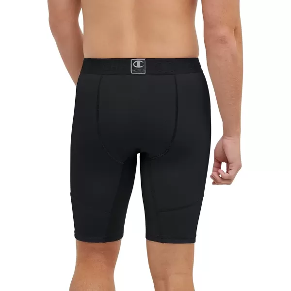 imageChampion Mens Compression Shorts with Total Support Pouch 6quot ampamp 9quotBlack C Logo