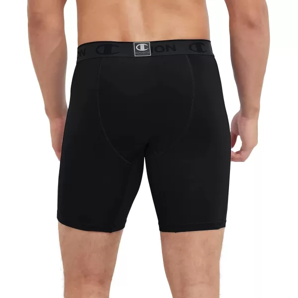 imageChampion Mens Compression Shorts with Total Support Pouch 6quot ampamp 9quotBlack Reflective C Logo