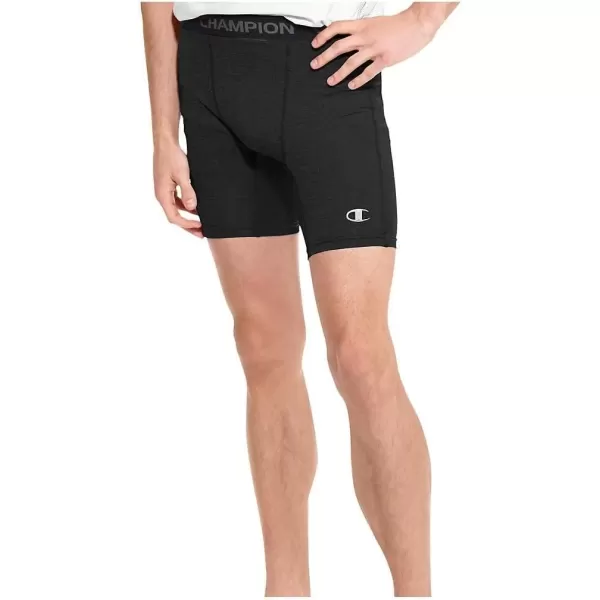 imageChampion Mens Compression Shorts with Total Support Pouch 6quot ampamp 9quotBlackFusion Line Meter