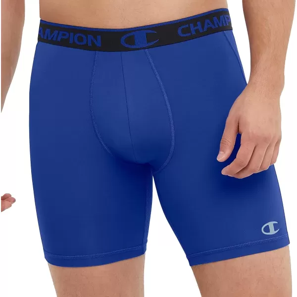 imageChampion Mens Compression Shorts with Total Support Pouch 6quot ampamp 9quotFlight Blue Reflective C Logo