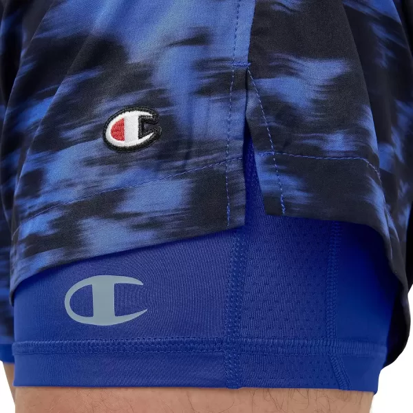 imageChampion Mens Compression Shorts with Total Support Pouch 6quot ampamp 9quotFlight Blue Reflective C Logo
