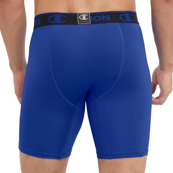 imageChampion Mens Compression Shorts with Total Support Pouch 6quot ampamp 9quotFlight Blue Reflective C Logo