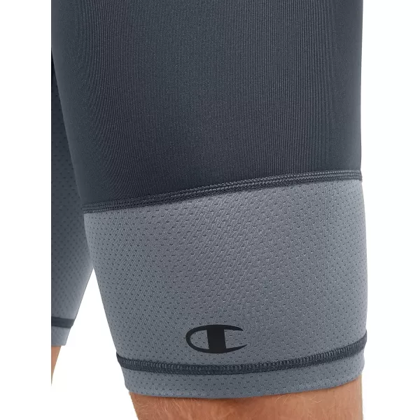 imageChampion Mens Compression Shorts with Total Support Pouch 6quot ampamp 9quotStealthStormy Night C Logo