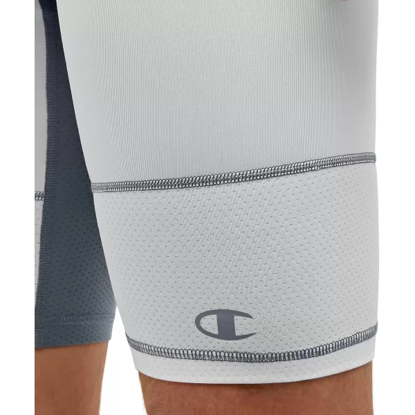 imageChampion Mens Compression Shorts with Total Support Pouch 6quot ampamp 9quotWhiteStormy Night C Logo