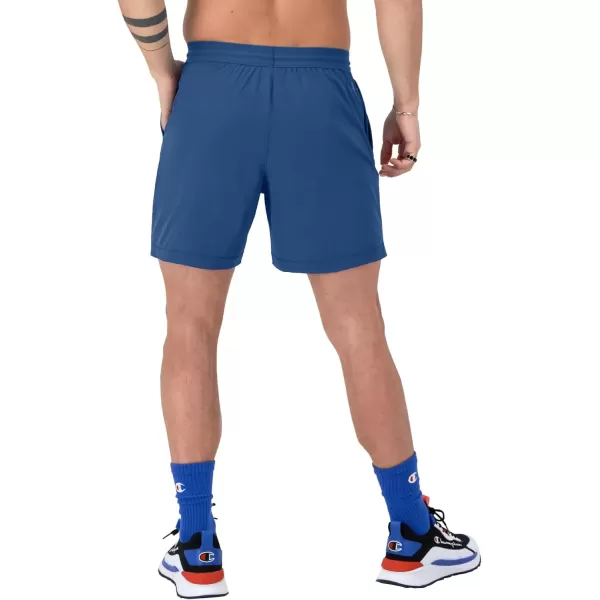 imageChampion Mens Shorts All Purpose Water Resistant Sports Shorts Swim Shorts For Men 6Steel Blue InkPlaster Blue Overlap Logo