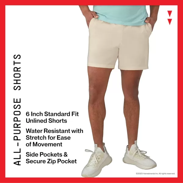 imageChampion Mens Shorts All Purpose Water Resistant Sports Shorts Swim Shorts For Men 6TanArctic Cold Beige Arch Champion