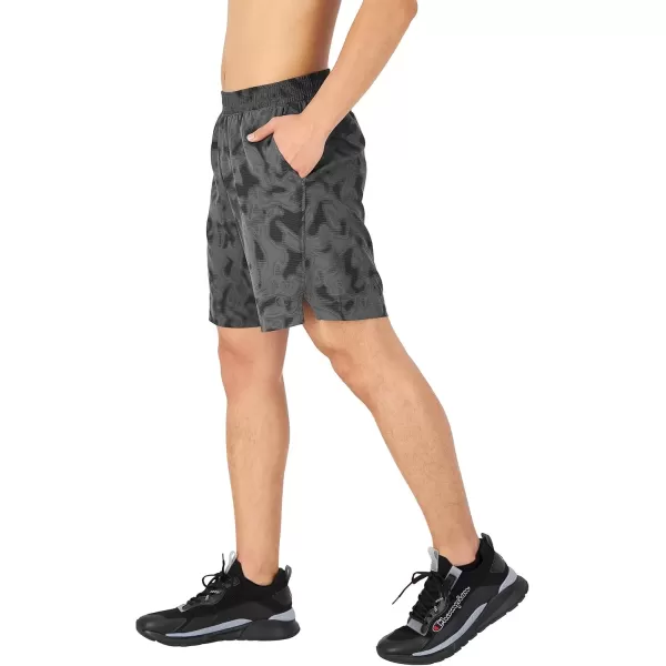 imageChampion Mens Shorts MVP Moisture Wicking Gym Shorts For Men Athletics Shorts 7 ampamp 9Liquid Camo Cool Slate Grey Hd C Logo