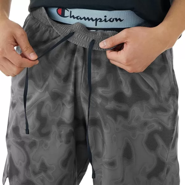 imageChampion Mens Shorts MVP Moisture Wicking Gym Shorts For Men Athletics Shorts 7 ampamp 9Liquid Camo Cool Slate Grey Hd C Logo