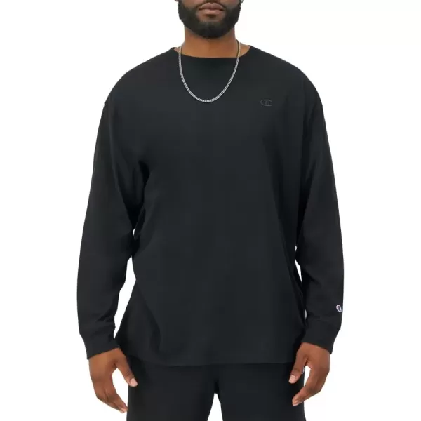 imageChampion Mens Classic Long Sleeve Soft Comfortable TShirt Regular or Big ampamp TallBlack