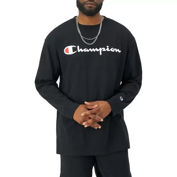 imageChampion Mens Classic Long Sleeve Soft Comfortable TShirt Regular or Big ampamp TallBlack Script