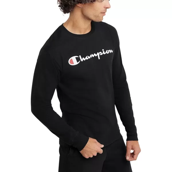 imageChampion Mens Classic Long Sleeve Soft Comfortable TShirt Regular or Big ampamp TallBlack Script