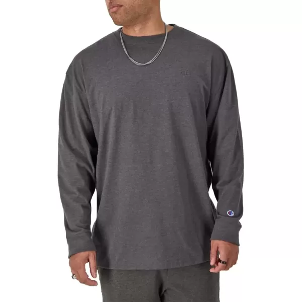 imageChampion Mens Classic Long Sleeve Soft Comfortable TShirt Regular or Big ampamp TallGranite Heather