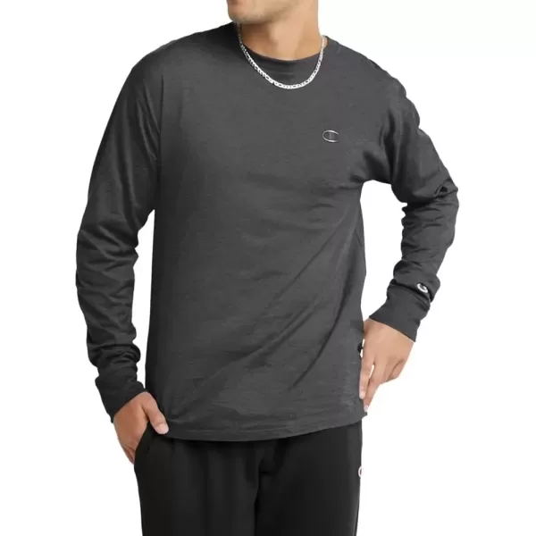 imageChampion Mens Classic Long Sleeve Soft Comfortable TShirt Regular or Big ampamp TallGranite Heather