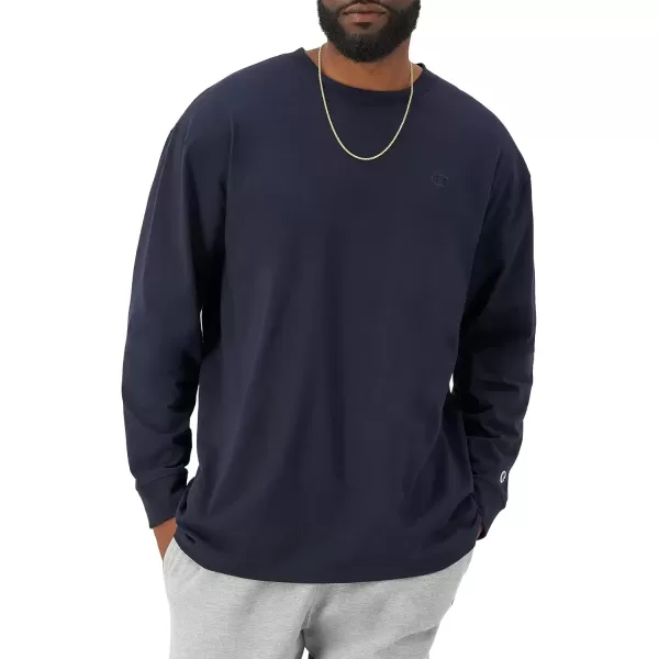 imageChampion Mens Classic Long Sleeve Soft Comfortable TShirt Regular or Big ampamp TallNavy