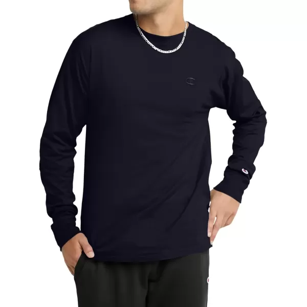 imageChampion Mens Classic Long Sleeve Soft Comfortable TShirt Regular or Big ampamp TallNavy