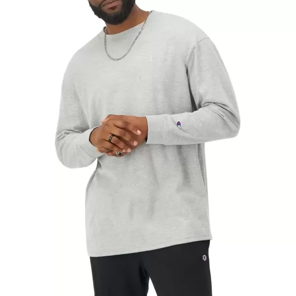 imageChampion Mens Classic Long Sleeve Soft Comfortable TShirt Regular or Big ampamp TallOxford Gray