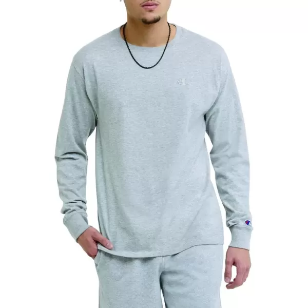 imageChampion Mens Classic Long Sleeve Soft Comfortable TShirt Regular or Big ampamp TallOxford Gray