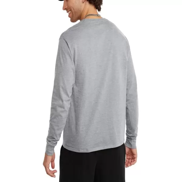 imageChampion Mens Classic Long Sleeve Soft Comfortable TShirt Regular or Big ampamp TallOxford Gray Script