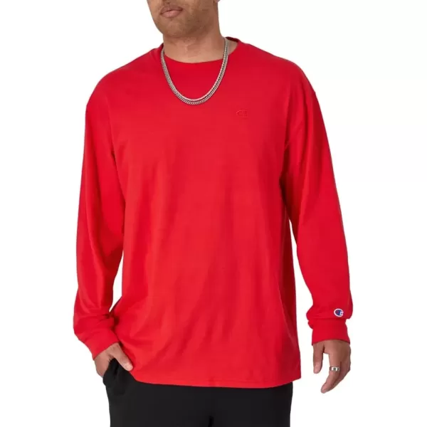 imageChampion Mens Classic Long Sleeve Soft Comfortable TShirt Regular or Big ampamp TallScarlet