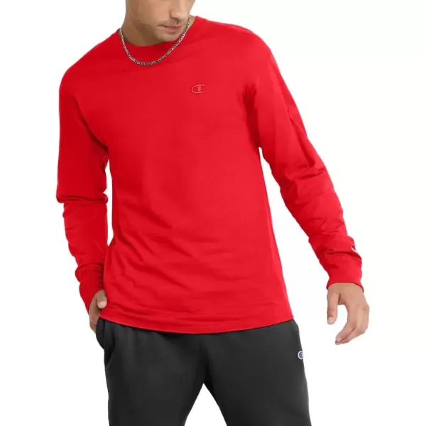 imageChampion Mens Classic Long Sleeve Soft Comfortable TShirt Regular or Big ampamp TallScarlet