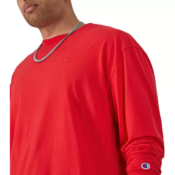 imageChampion Mens Classic Long Sleeve Soft Comfortable TShirt Regular or Big ampamp TallScarlet