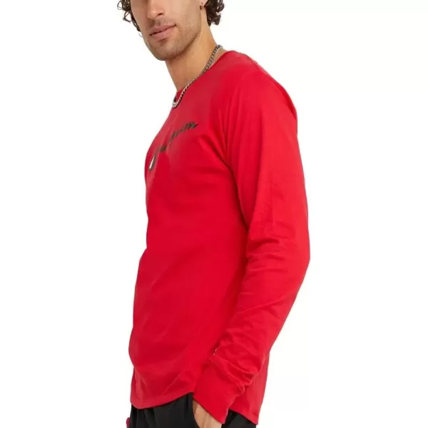 imageChampion Mens Classic Long Sleeve Soft Comfortable TShirt Regular or Big ampamp TallScarlet Script