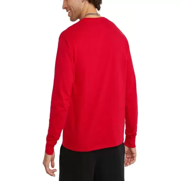 imageChampion Mens Classic Long Sleeve Soft Comfortable TShirt Regular or Big ampamp TallScarlet Script