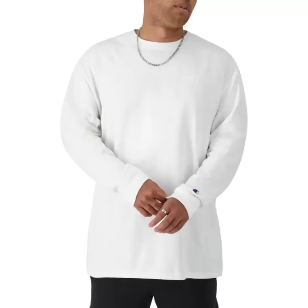 imageChampion Mens Classic Long Sleeve Soft Comfortable TShirt Regular or Big ampamp TallWhite