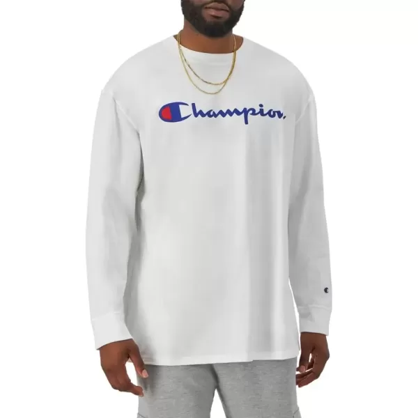 imageChampion Mens Classic Long Sleeve Soft Comfortable TShirt Regular or Big ampamp TallWhite Script