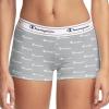 imageChampion Womens Heritage Boyshort UnderwearGrey White Logo Print 1pack