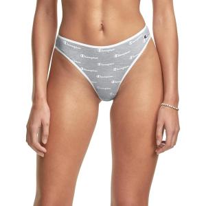 imageChampion Womens Heritage Thong PantyGrey White Logo Print