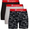 imageChampion Mens Every Day Comfort Stretch Cotton Boxer Briefs 3 PackBlackOxford Grey HeatherBlack Script Logo  3 Pack