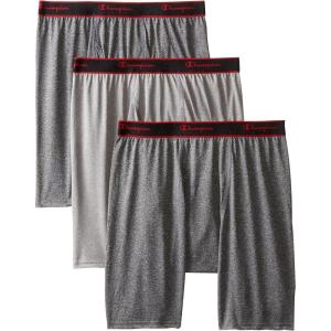 imageChampion Mens Cotton MoistureWicking Performance Stretch Boxer Briefs 3PackBlackGreyBlack