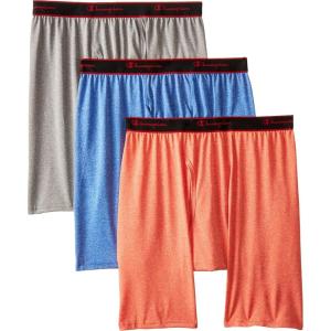 imageChampion Mens Cotton MoistureWicking Performance Stretch Boxer Briefs 3PackPoincianaAthens BlueGargoyle Heathers