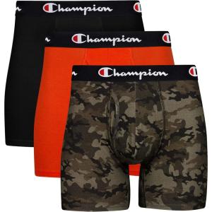 imageChampion Mens Every Day Comfort Stretch Cotton Boxer Briefs 3 PackCamo PrintOrangeBlack  3 Pack