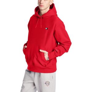 imageChampion Mens Hoodie Reverse Weave Fleece Comfortable Pullover Sweatshirt For MenTeam Red Scarlet Left Chest C