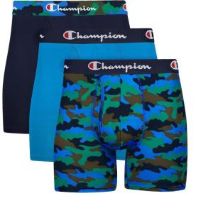 imageChampion Mens Underwear Boxer Briefs Total Support Pouch Assorted 3PackBlue Camo PrintBalboa BlueNavy  3 Pack