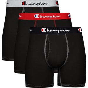 imageChampion Mens Underwear Boxer Briefs Total Support Pouch Cotton Stretch 3PackBlack  3 Pack