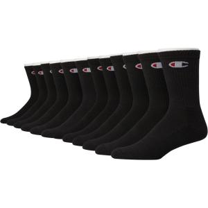 imageChampion Mens Double Dry Moisture Wicking Crew Socks 6 8 12 Packs AvailableBlack Ankle C  12 Pack