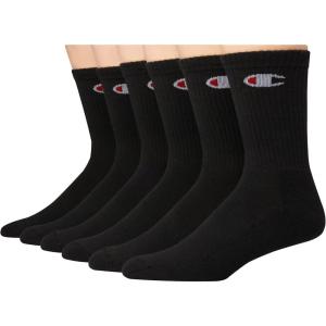 imageChampion Mens Double Dry Moisture Wicking Crew Socks 6 8 12 Packs AvailableBlack Crew C  6 Pack